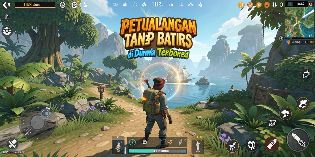 Gameplay 116X yang menampilkan dunia terbuka yang luas dan eksploratif.