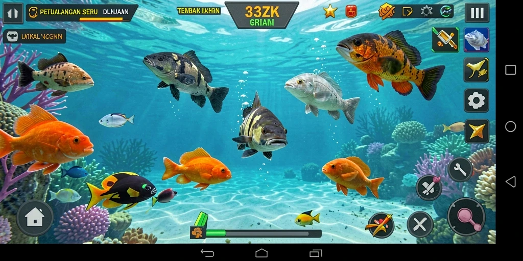 Screenshot gameplay Tembak Ikan yang menarik dan berwarna-warni.
