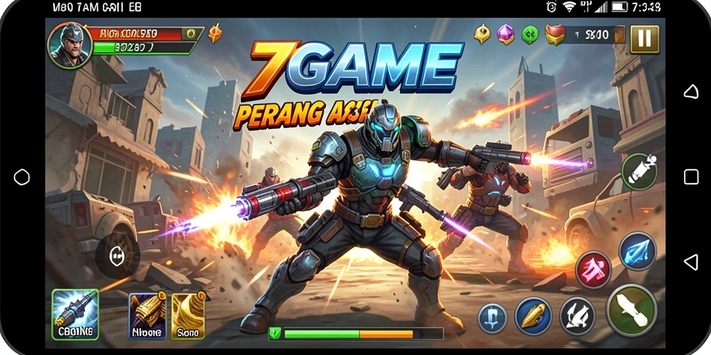 Tangkapan layar 7GAME menampilkan aksi seru dalam pertempuran.