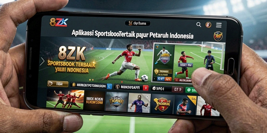 Tampilan utama aplikasi 8ZK dengan fitur taruhan sportsbook.
