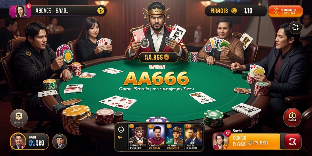 Tampilan gameplay Poker yang seru dan interaktif di AA666.