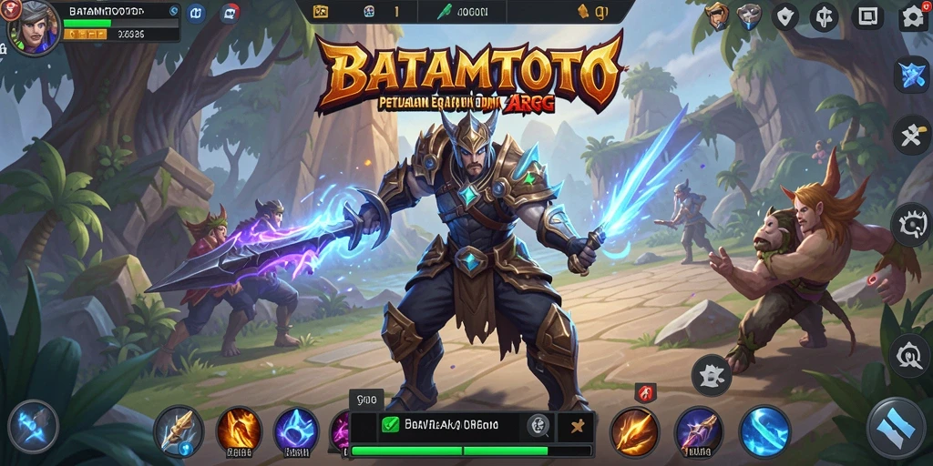 Screenshot gameplay BATAMTOTO menunjukkan aksi epik dan lingkungan yang detail.
