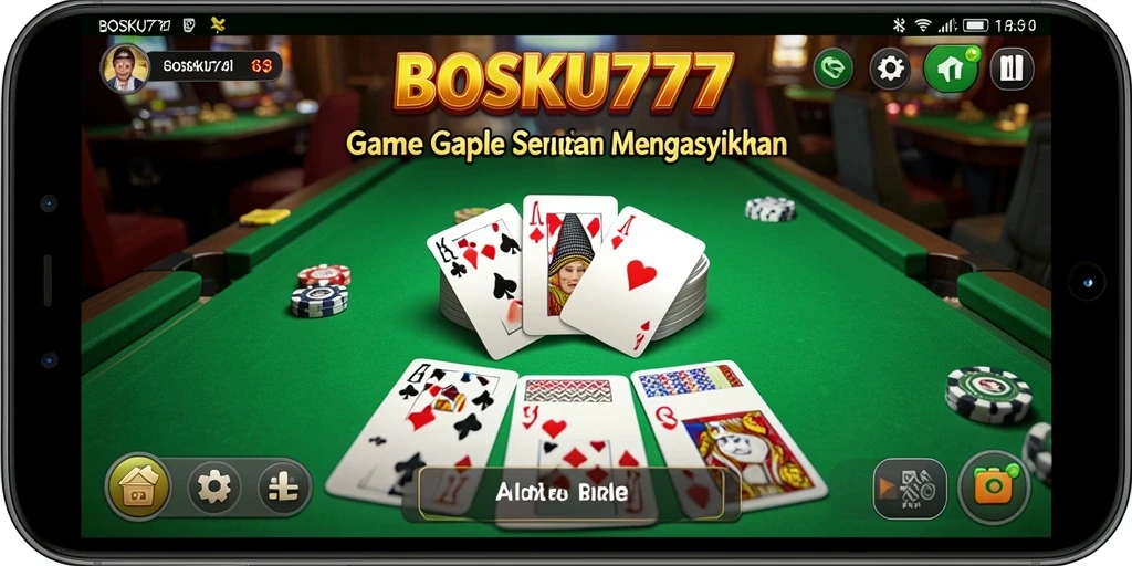 Tampilan gameplay menegangkan dari game Gaple BOSKU777.