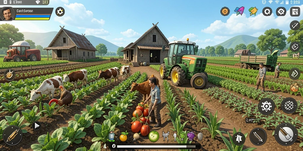 Gameplay C789 menampilkan aktivitas bertani yang menarik dan interaktif.
