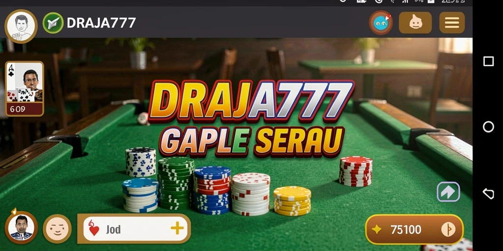 Screenshot gameplay DRAJA777 menampilkan suasana permainan Gaple yang mengasyikkan.