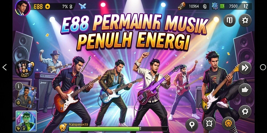Tampilan menarik dari gameplay E88 yang penuh warna dan musik.