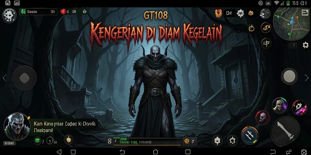 Tangkapan layar gameplay GT108 menampilkan suasana horor yang menegangkan.