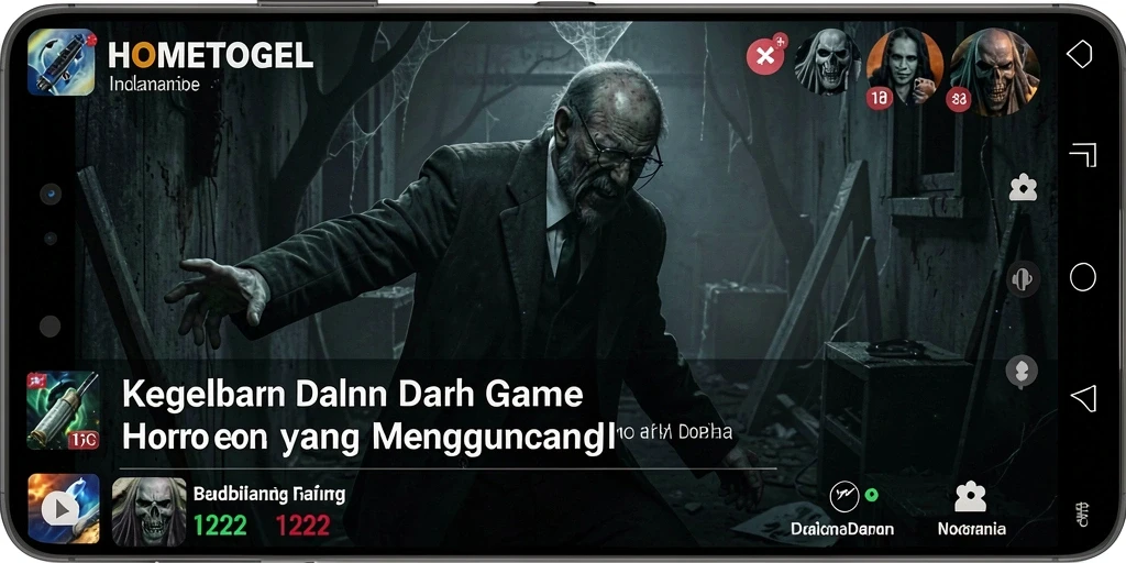 Tampilan gameplay HOMETOGEL yang mencekam dan penuh ketegangan.