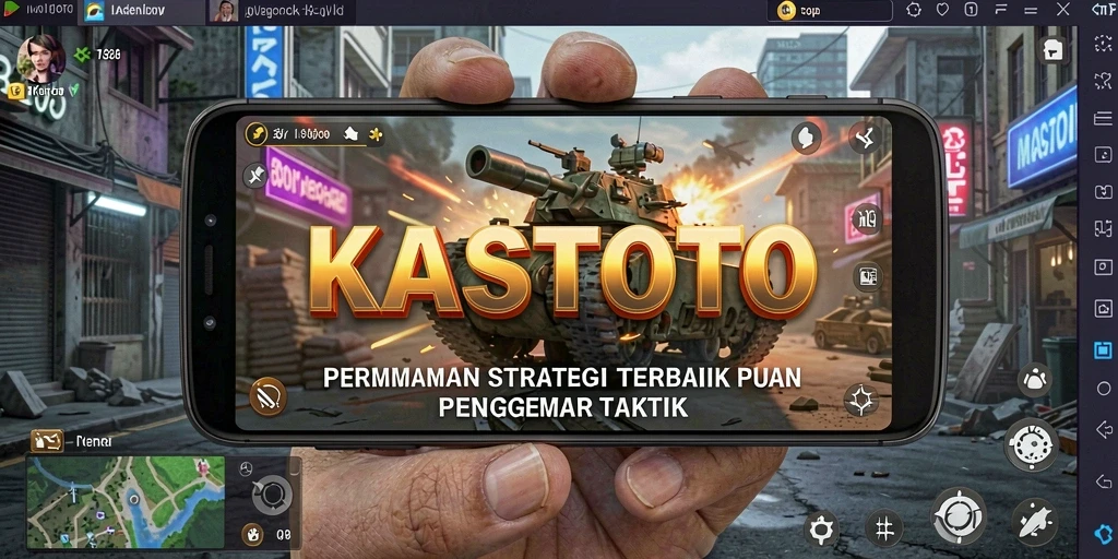 Screenshot utama KASTOTO menampilkan pertempuran strategis yang intens.