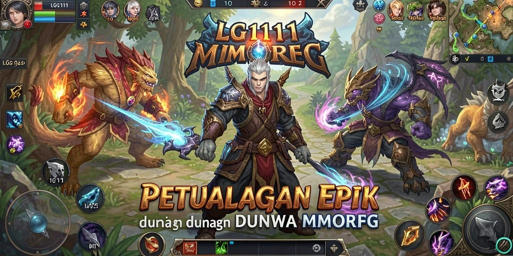 Tangkapan layar utama LG111 menampilkan aksi pertempuran epik dalam dunia MMORPG.