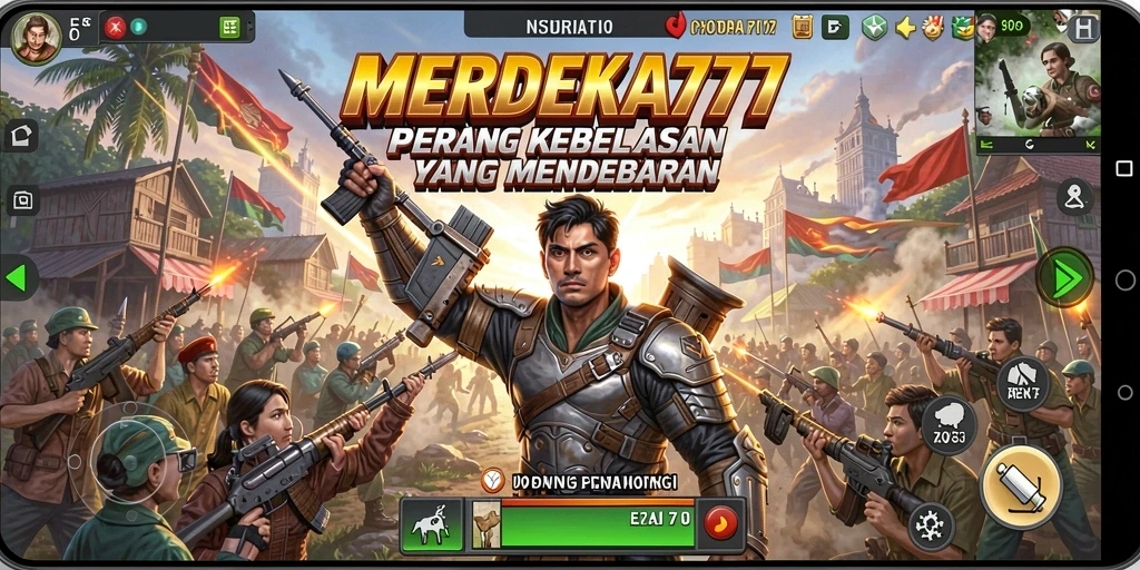 Tangkapan layar gameplay mendebarkan dari MERDEKA777 yang menunjukkan aksi seru.
