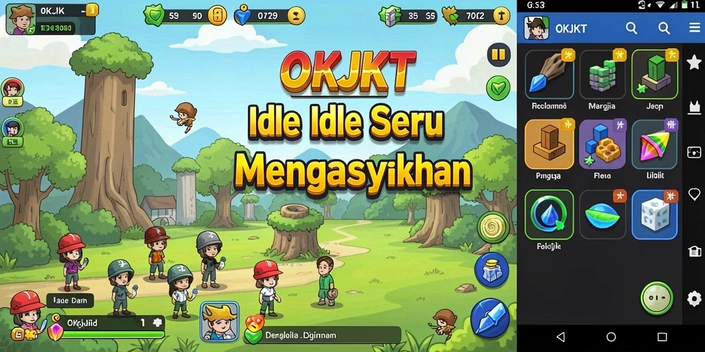 Tampilan menarik dari gameplay OKJKT dengan karakter dan misi beragam.
