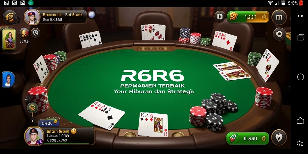 Screenshot utama R6R6 menampilkan aksi seru bermain Poker dengan teman.