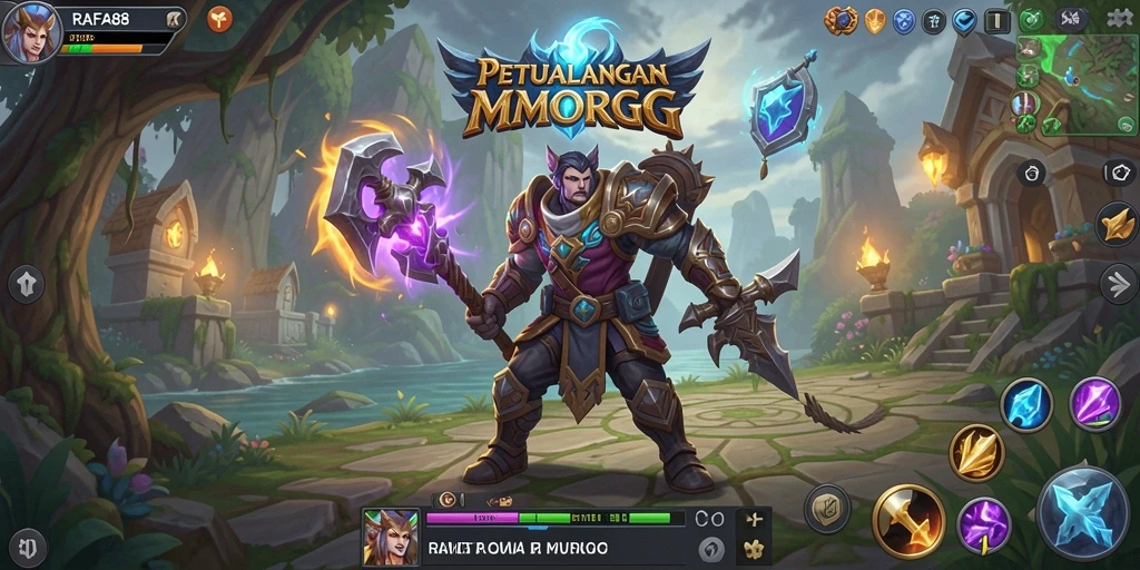 Tangkapan layar gameplay RAFA88 menampilkan pertarungan epik di dunia MMORPG.