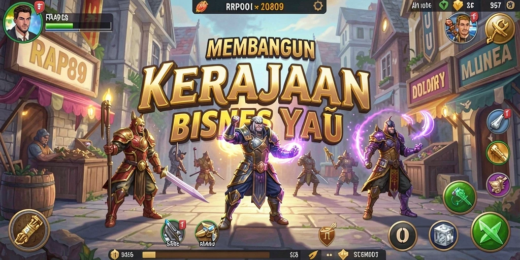 Gameplay dinamis di RAP89 menampilkan pembangunan kerajaan bisnis.