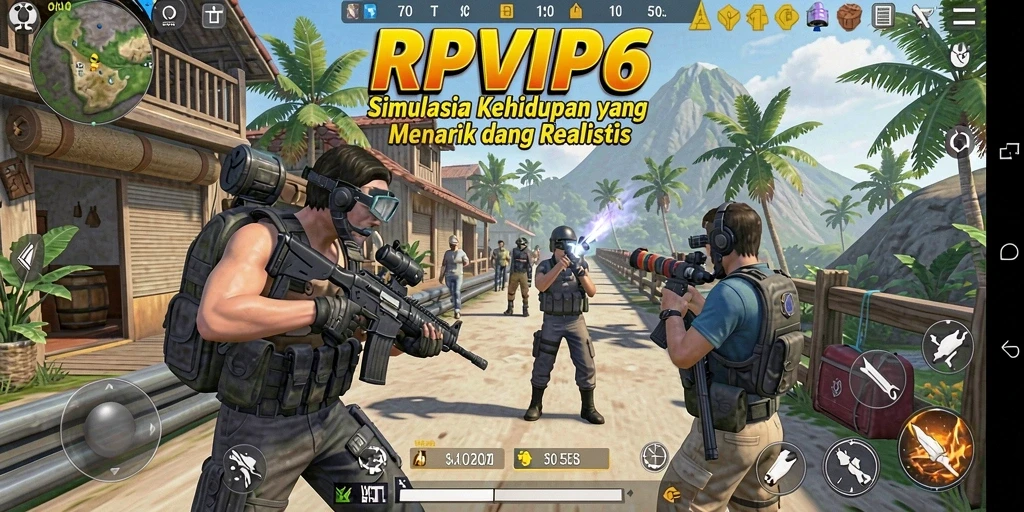 Screenshot gameplay RPVIP6 dengan tampilan dunia simulasi yang realistis.