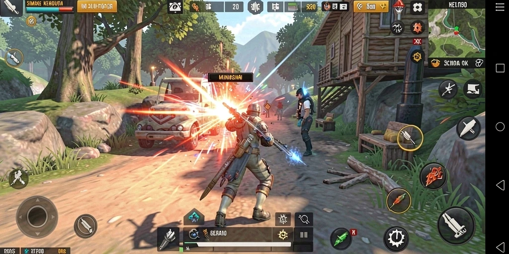 Screenshot S80 menampilkan karakter yang berinteraksi dalam lingkungan virtual yang dinamis.