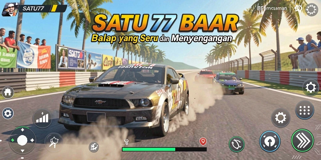 Tampilan gameplay balap yang mendebarkan di SATU77.