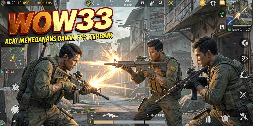 Tampilan gameplay WOW33 yang intens dan menarik dalam genre FPS.