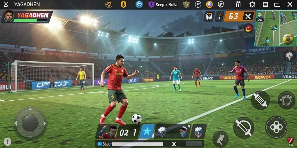 Screenshot gameplay YAGAOHEN yang menampilkan aksi seru di lapangan.